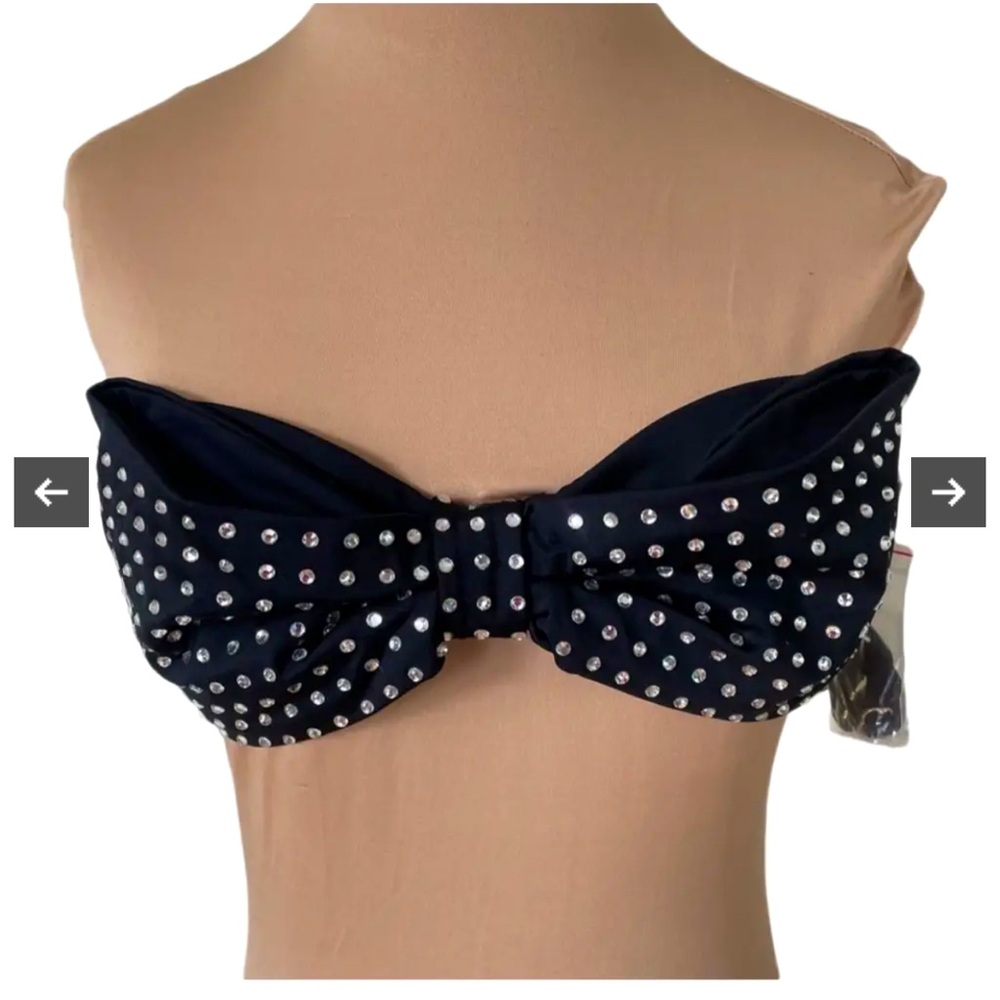 Kate Spade Georgica Beach Jewels Black Swimsuit Bikini Bandeau Top NWT Small